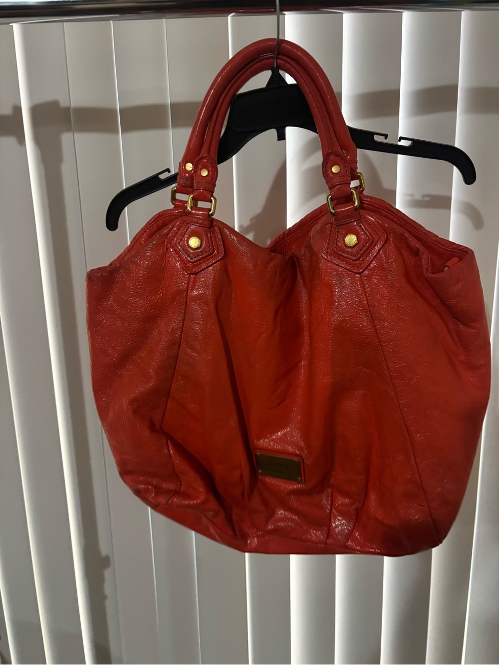 Marc Jacobs Red Leather Tote with Gold Hardware